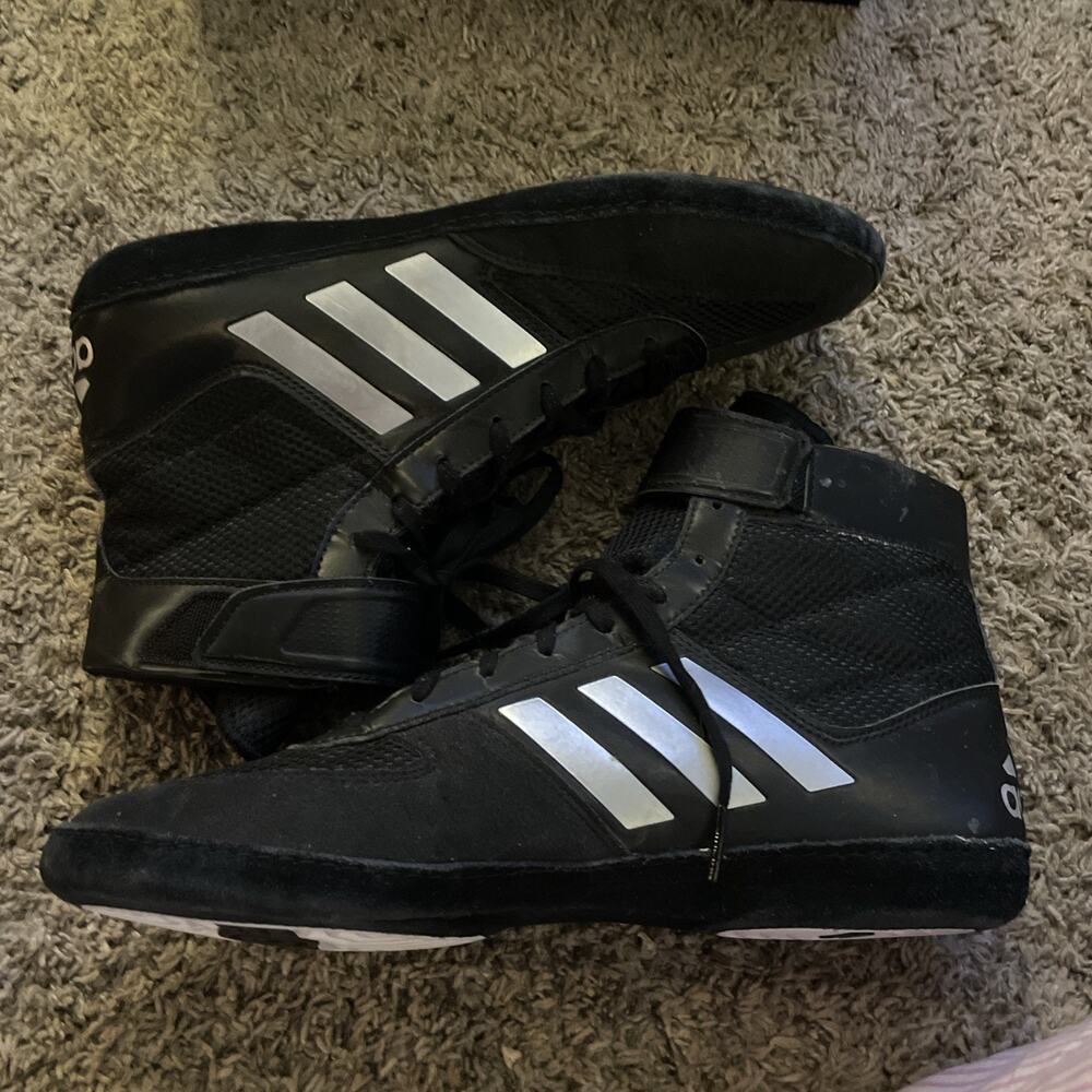 Adidas | BA8007 | Combat Speed 5 | Black Silver Black Wrestling Shoes Men’s 9.5